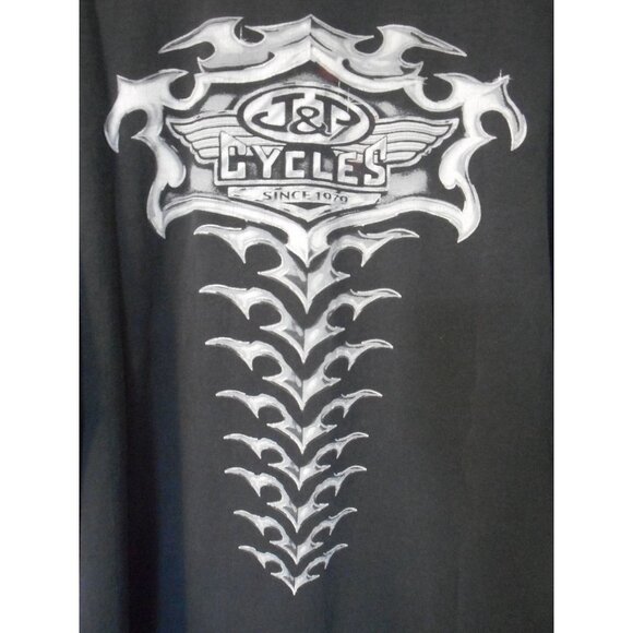 Well Worn Black Bad to Bone J&P Cycles Sz XXXL Gildan Tag double sided Tshirt - Picture 2 of 10